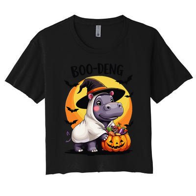 Moo Deng Halloween Boo Deng Costume Moodeng Hippo Crop Top