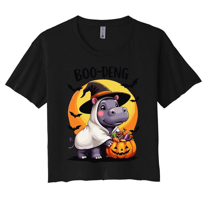 Moo Deng Halloween Boo Deng Costume Moodeng Hippo Crop Top