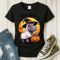 Moo Deng Halloween Boo Deng Costume Moodeng Hippo Womens T-Shirt