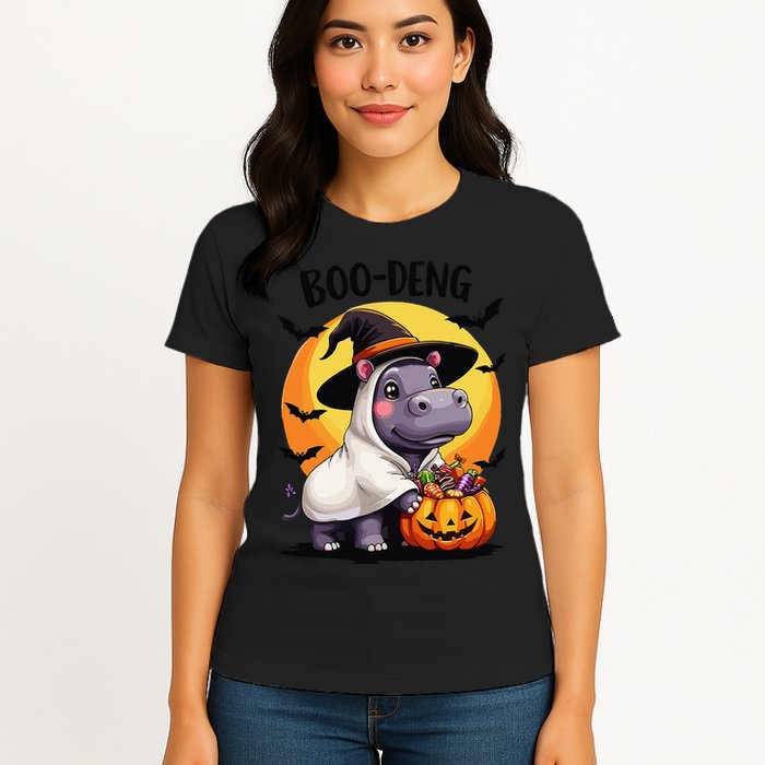 Moo Deng Halloween Boo Deng Costume Moodeng Hippo Womens T-Shirt