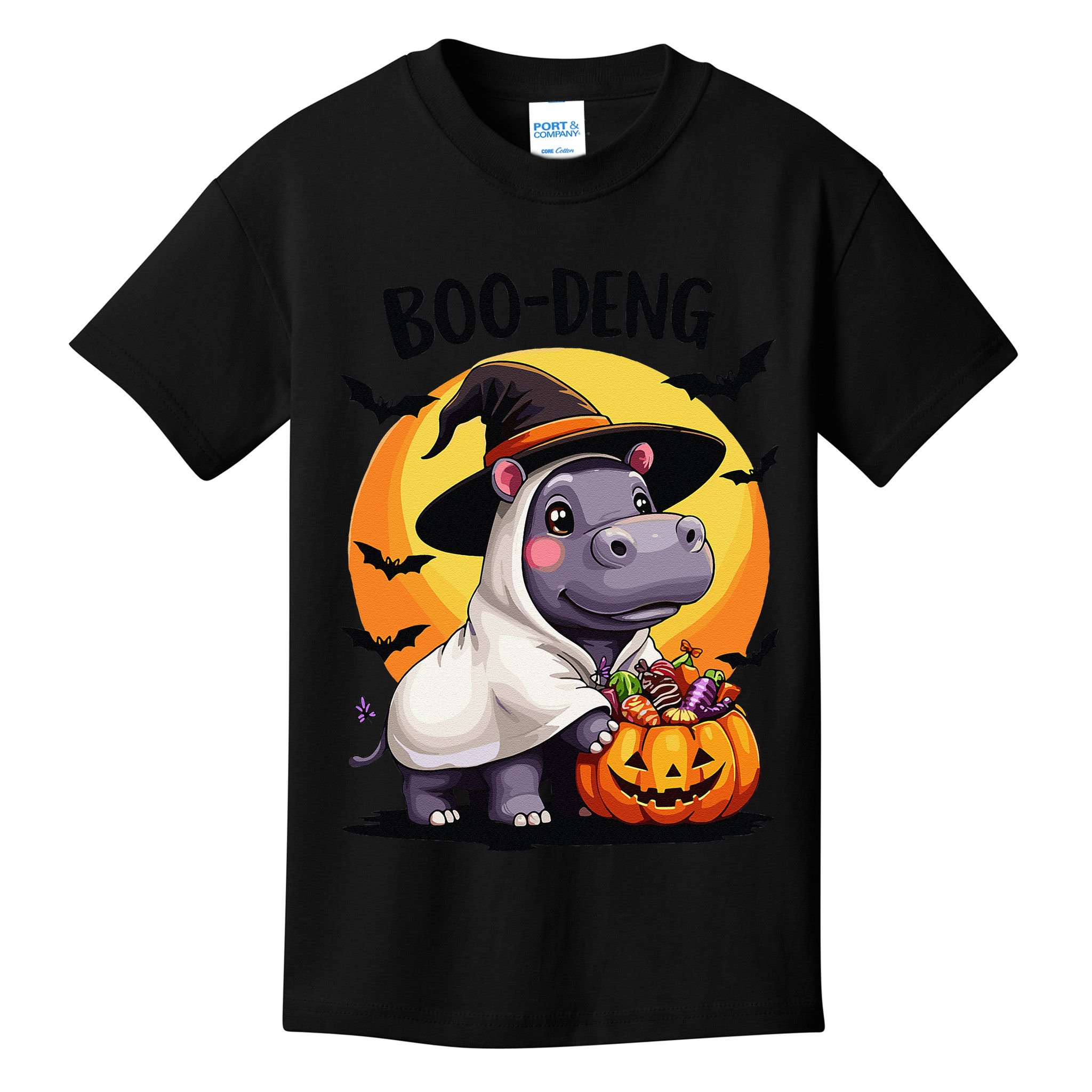 Moo Deng Halloween Boo Deng Costume Moodeng Hippo Kids T-Shirt