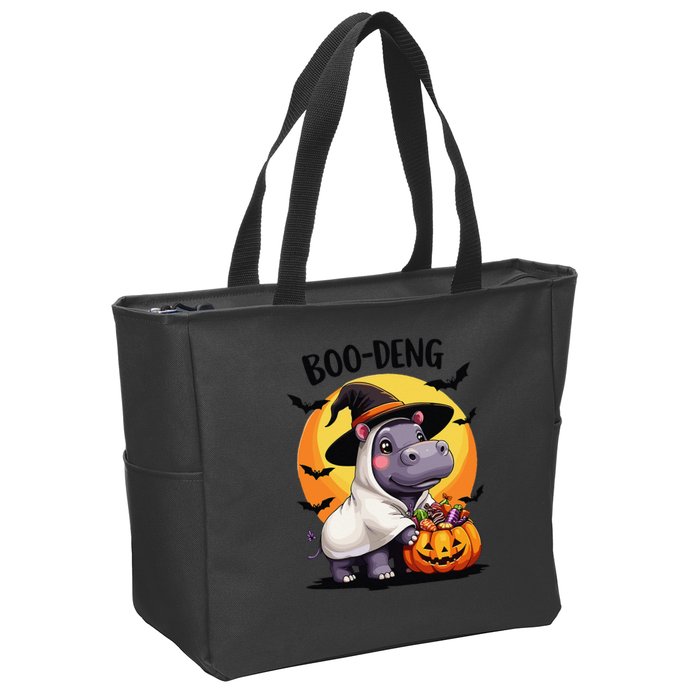 Moo Deng Halloween Boo Deng Costume Moodeng Hippo Zip Tote Bag