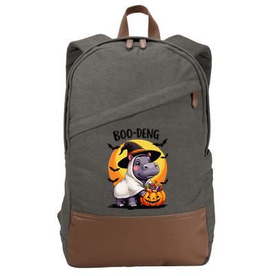 Moo Deng Halloween Boo Deng Costume Moodeng Hippo Cotton Canvas Backpack