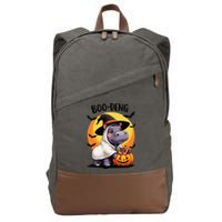 Moo Deng Halloween Boo Deng Costume Moodeng Hippo Cotton Canvas Backpack