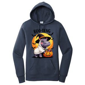 Moo Deng Halloween Boo Deng Costume Moodeng Hippo Women's Pullover Hoodie