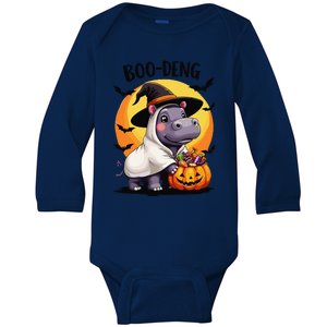 Moo Deng Halloween Boo Deng Costume Moodeng Hippo Baby Long Sleeve Bodysuit