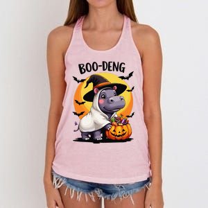 Moo Deng Halloween Boo Deng Costume Moodeng Hippo Women's Knotted Racerback Tank