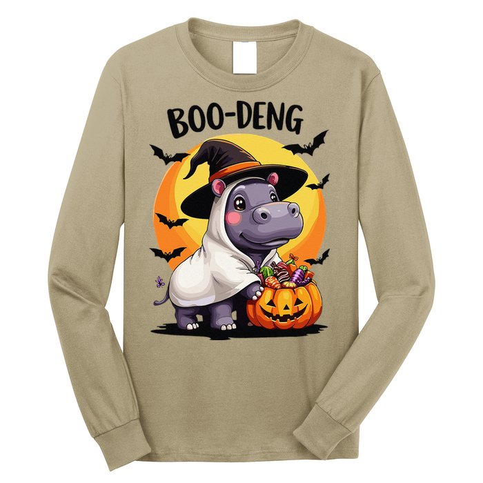 Moo Deng Halloween Boo Deng Costume Moodeng Hippo Long Sleeve Shirt