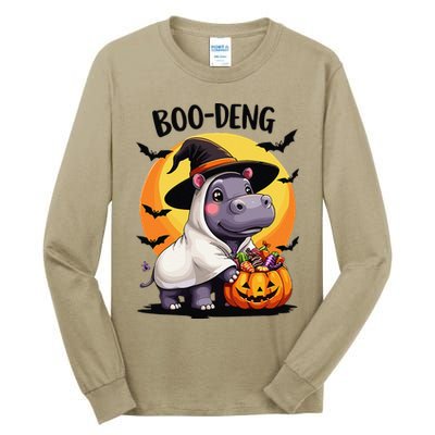 Moo Deng Halloween Boo Deng Costume Moodeng Hippo Tall Long Sleeve T-Shirt
