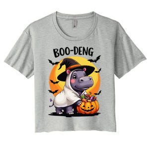 Moo Deng Halloween Boo Deng Costume Moodeng Hippo Women's Crop Top Tee