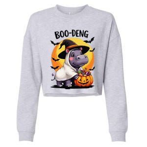 Moo Deng Halloween Boo Deng Costume Moodeng Hippo Cropped Pullover Crew