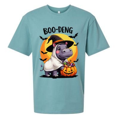 Moo Deng Halloween Boo Deng Costume Moodeng Hippo Sueded Cloud Jersey T-Shirt