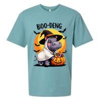 Moo Deng Halloween Boo Deng Costume Moodeng Hippo Sueded Cloud Jersey T-Shirt