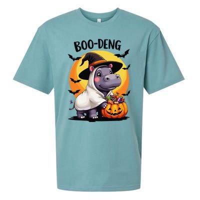 Moo Deng Halloween Boo Deng Costume Moodeng Hippo Sueded Cloud Jersey T-Shirt