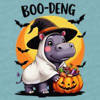 Moo Deng Halloween Boo Deng Costume Moodeng Hippo Sueded Cloud Jersey T-Shirt