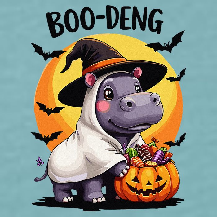 Moo Deng Halloween Boo Deng Costume Moodeng Hippo Sueded Cloud Jersey T-Shirt