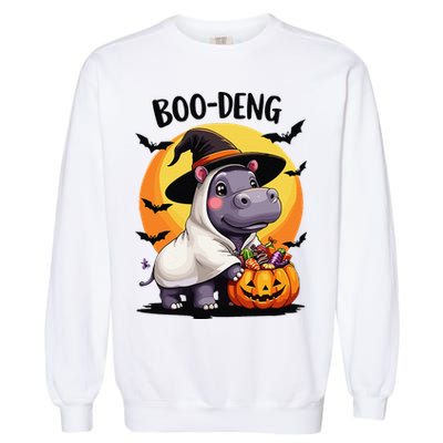 Moo Deng Halloween Boo Deng Costume Moodeng Hippo Garment-Dyed Sweatshirt