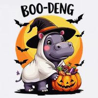Moo Deng Halloween Boo Deng Costume Moodeng Hippo Garment-Dyed Sweatshirt