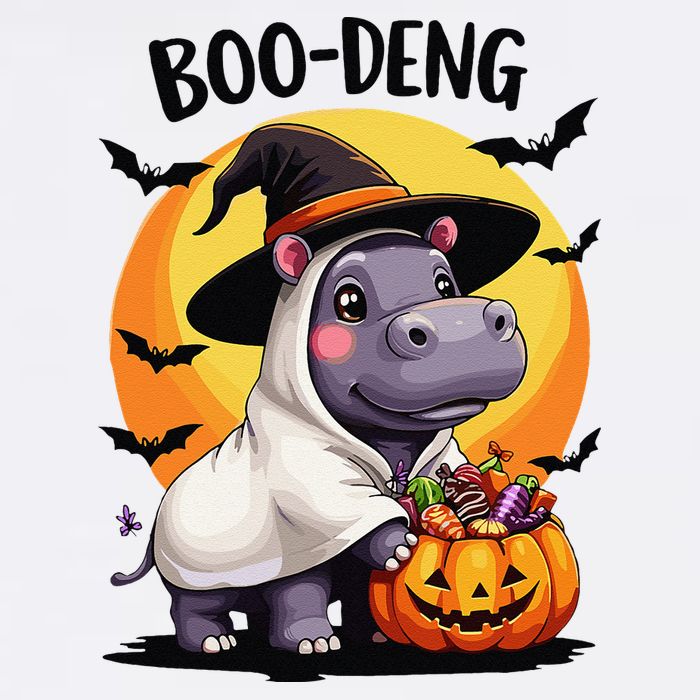 Moo Deng Halloween Boo Deng Costume Moodeng Hippo Garment-Dyed Sweatshirt