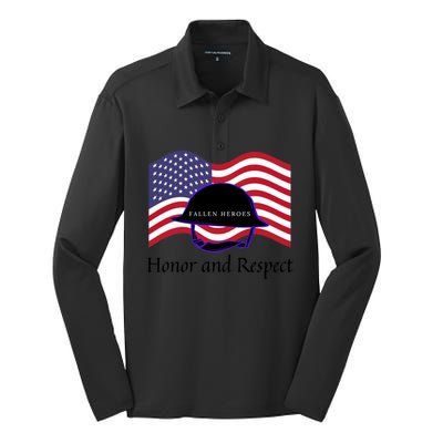 Memorial Day Honor And Respect Our Fallen Heroes Great Gift Silk Touch Performance Long Sleeve Polo