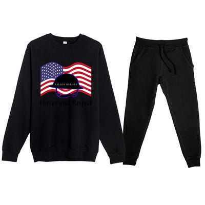 Memorial Day Honor And Respect Our Fallen Heroes Great Gift Premium Crewneck Sweatsuit Set