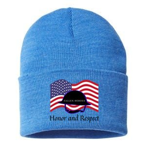 Memorial Day Honor And Respect Our Fallen Heroes Great Gift Sustainable Knit Beanie