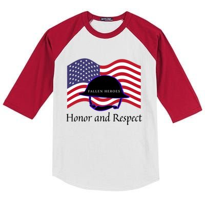 Memorial Day Honor And Respect Our Fallen Heroes Great Gift Kids Colorblock Raglan Jersey