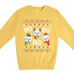 Morkie Dog Ho Ho Ho Merry Christmas Day Dad Mom Ugly Sweat Cool Gift Premium Crewneck Sweatshirt