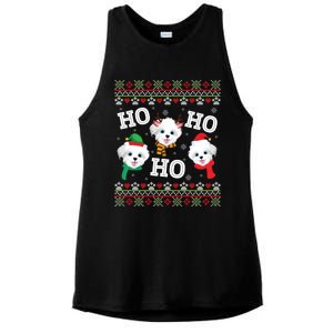 Morkie Dog Ho Ho Ho Merry Christmas Day Dad Mom Ugly Sweat Cool Gift Ladies PosiCharge Tri-Blend Wicking Tank