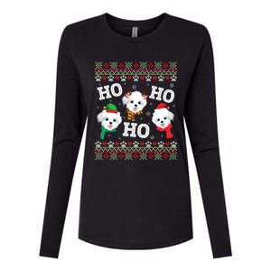 Morkie Dog Ho Ho Ho Merry Christmas Day Dad Mom Ugly Sweat Cool Gift Womens Cotton Relaxed Long Sleeve T-Shirt