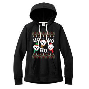 Morkie Dog Ho Ho Ho Merry Christmas Day Dad Mom Ugly Sweat Cool Gift Women's Fleece Hoodie