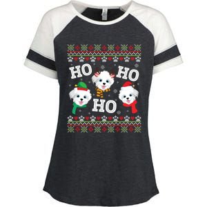 Morkie Dog Ho Ho Ho Merry Christmas Day Dad Mom Ugly Sweat Cool Gift Enza Ladies Jersey Colorblock Tee