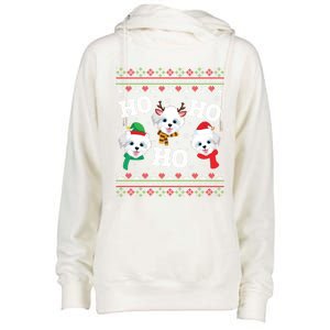 Morkie Dog Ho Ho Ho Merry Christmas Day Dad Mom Ugly Sweat Cool Gift Womens Funnel Neck Pullover Hood