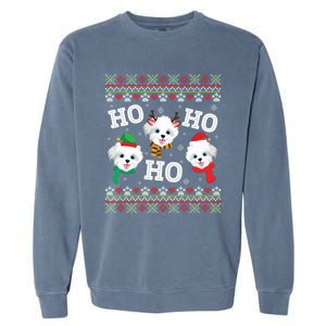 Morkie Dog Ho Ho Ho Merry Christmas Day Dad Mom Ugly Sweat Cool Gift Garment-Dyed Sweatshirt