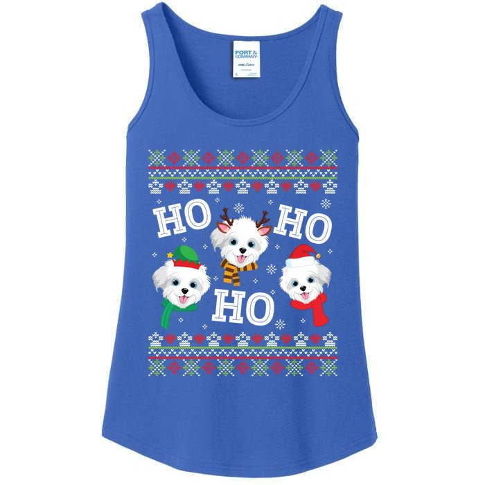 Morkie Dog Ho Ho Ho Merry Christmas Day Dad Mom Ugly Sweat Cool Gift Ladies Essential Tank