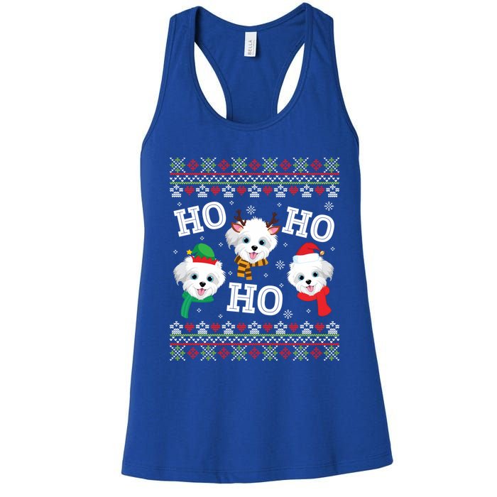 Morkie Dog Ho Ho Ho Merry Christmas Day Dad Mom Ugly Sweat Cool Gift Women's Racerback Tank