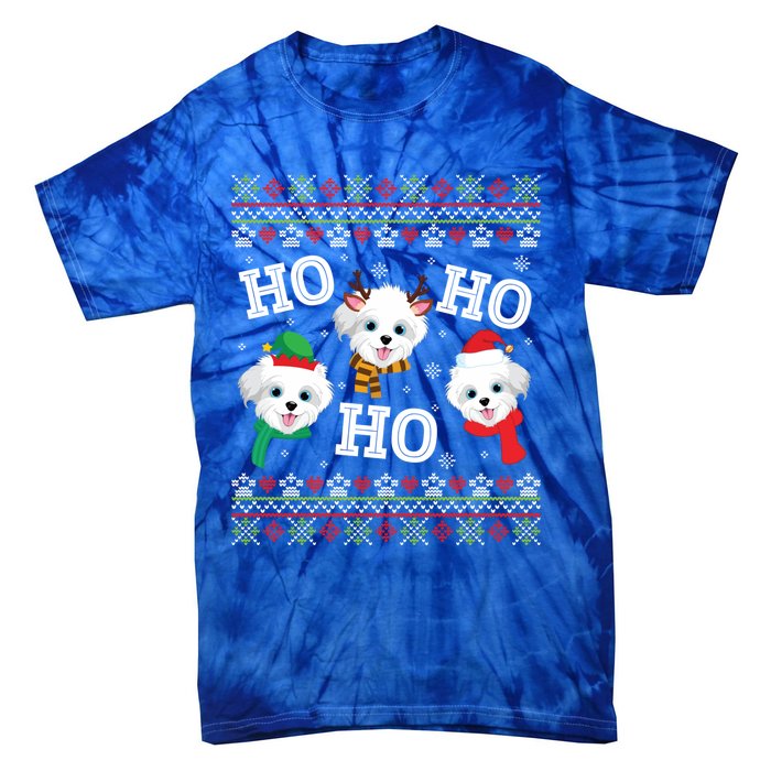 Morkie Dog Ho Ho Ho Merry Christmas Day Dad Mom Ugly Sweat Cool Gift Tie-Dye T-Shirt