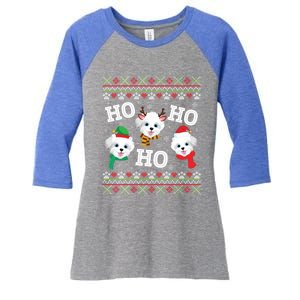 Morkie Dog Ho Ho Ho Merry Christmas Day Dad Mom Ugly Sweat Cool Gift Women's Tri-Blend 3/4-Sleeve Raglan Shirt