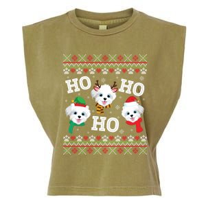 Morkie Dog Ho Ho Ho Merry Christmas Day Dad Mom Ugly Sweat Cool Gift Garment-Dyed Women's Muscle Tee