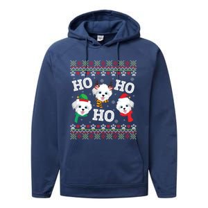 Morkie Dog Ho Ho Ho Merry Christmas Day Dad Mom Ugly Sweat Cool Gift Performance Fleece Hoodie