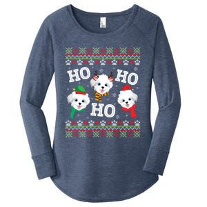 Morkie Dog Ho Ho Ho Merry Christmas Day Dad Mom Ugly Sweat Cool Gift Women's Perfect Tri Tunic Long Sleeve Shirt