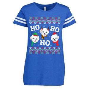 Morkie Dog Ho Ho Ho Merry Christmas Day Dad Mom Ugly Sweat Cool Gift Enza Ladies Jersey Football T-Shirt