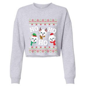 Morkie Dog Ho Ho Ho Merry Christmas Day Dad Mom Ugly Sweat Cool Gift Cropped Pullover Crew