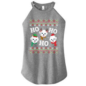 Morkie Dog Ho Ho Ho Merry Christmas Day Dad Mom Ugly Sweat Cool Gift Women's Perfect Tri Rocker Tank