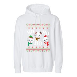 Morkie Dog Ho Ho Ho Merry Christmas Day Dad Mom Ugly Sweat Cool Gift Garment-Dyed Fleece Hoodie