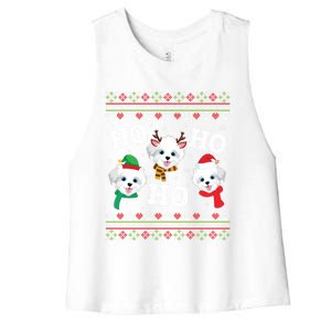 Morkie Dog Ho Ho Ho Merry Christmas Day Dad Mom Ugly Sweat Cool Gift Women's Racerback Cropped Tank