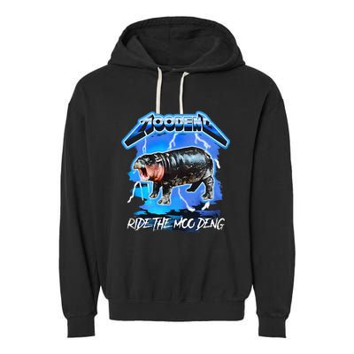 Moo Deng Hippo Ride The Moo Deng Garment-Dyed Fleece Hoodie