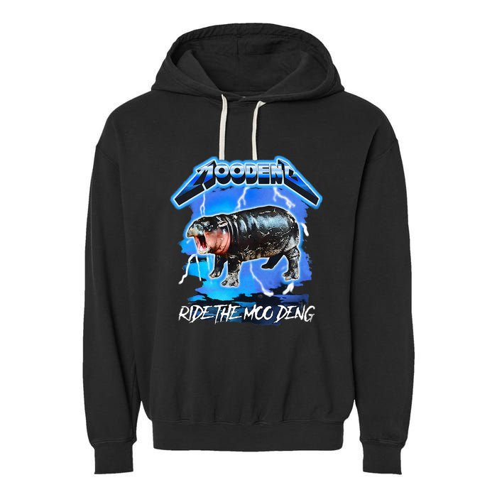 Moo Deng Hippo Ride The Moo Deng Garment-Dyed Fleece Hoodie