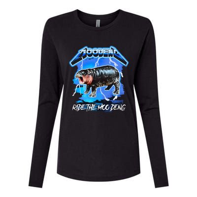 Moo Deng Hippo Ride The Moo Deng Womens Cotton Relaxed Long Sleeve T-Shirt