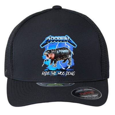 Moo Deng Hippo Ride The Moo Deng Flexfit Unipanel Trucker Cap
